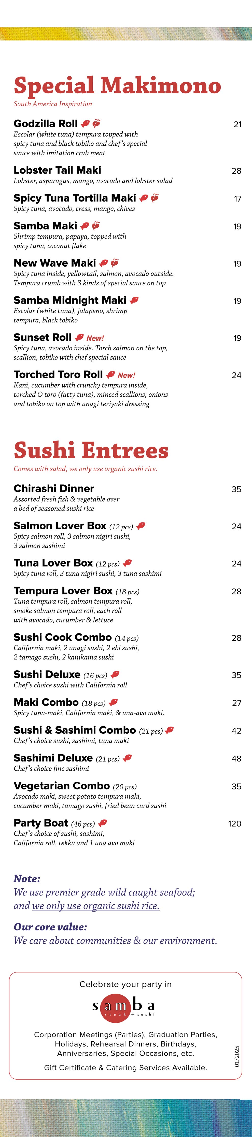 Samba Steak & Sushi Menu